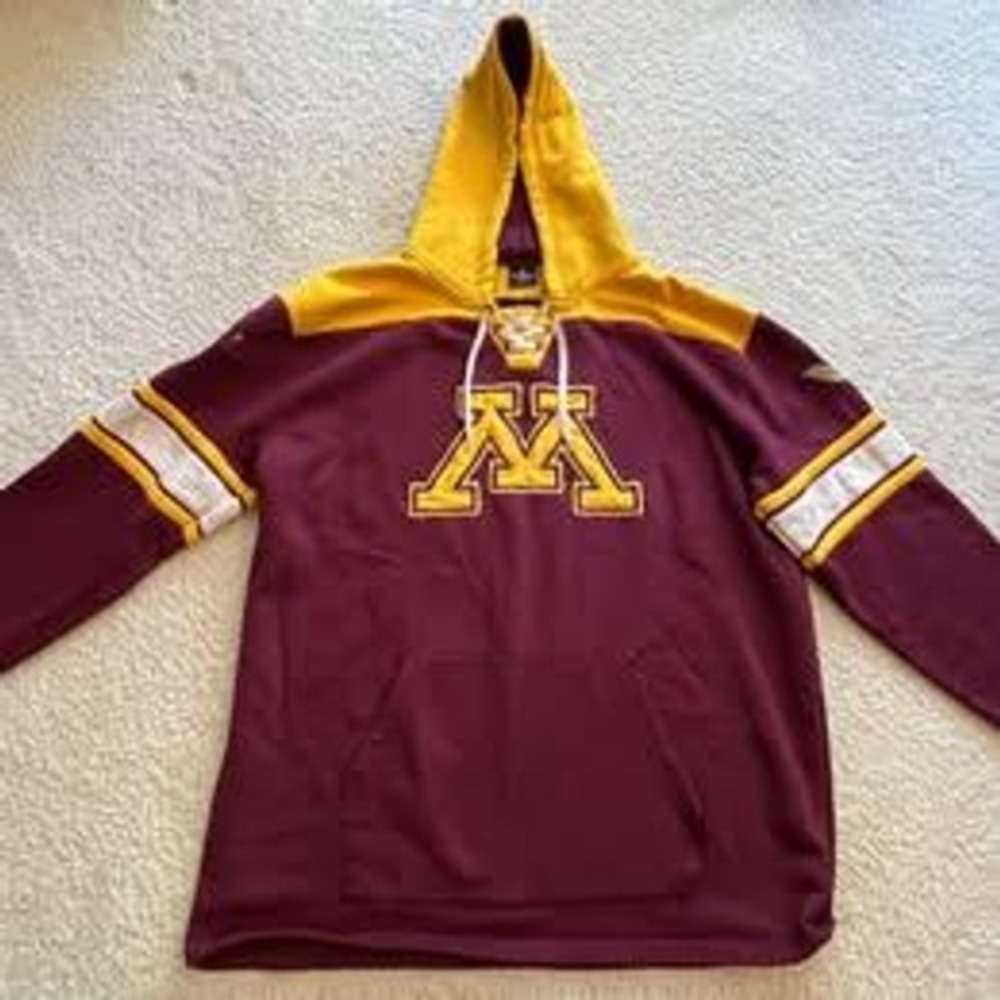 Minnesota Gophers Lace-Up Hockey Football Hoodie Sweatshirt Men 5XT